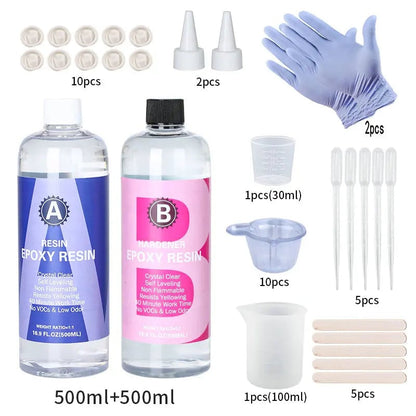 1:1 Crystal Clear Epoxy Resin Kit - High Gloss Bubble-Free Coating