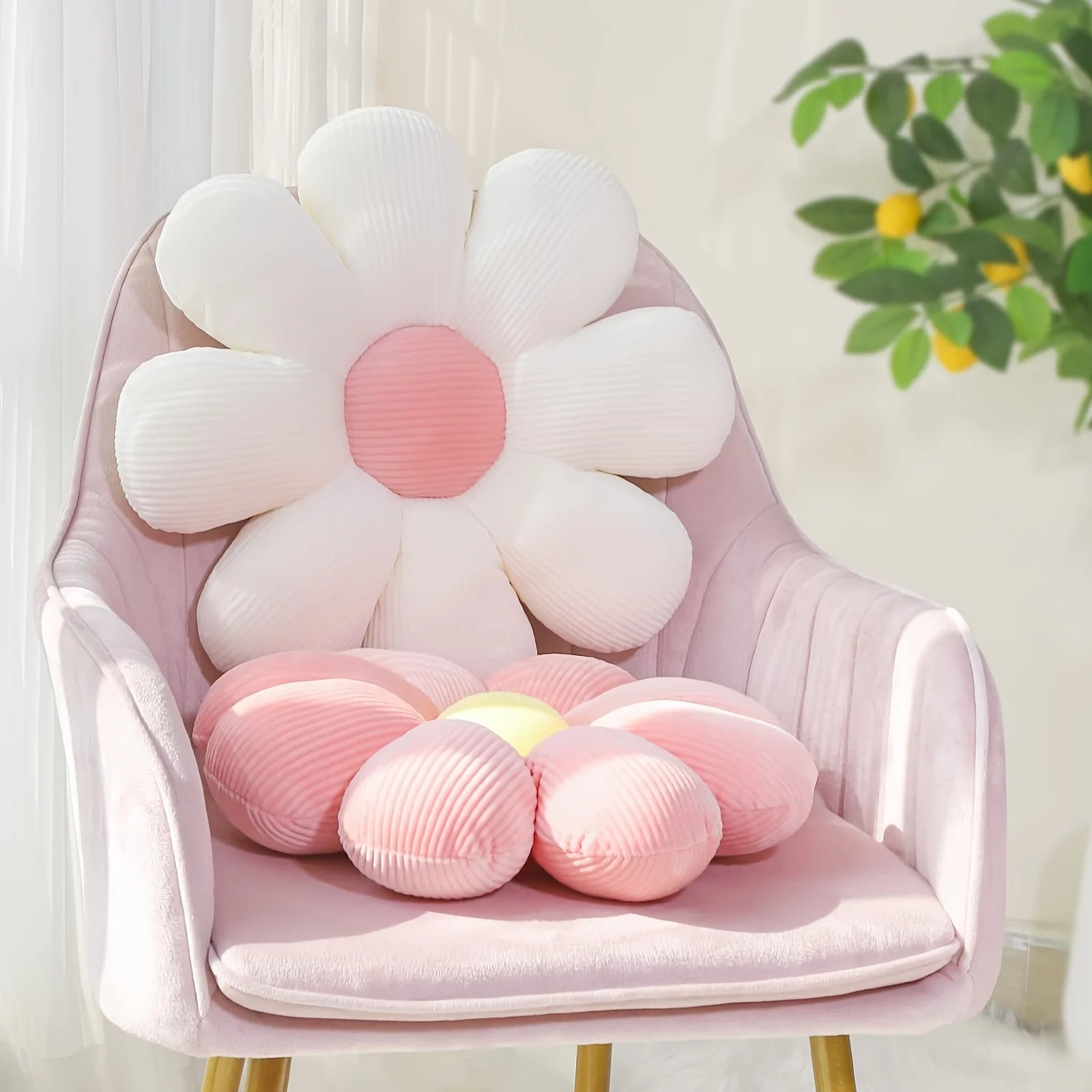 Sunflower Daisy Plush Cushion - Office Chair Mat & Floor Pillow