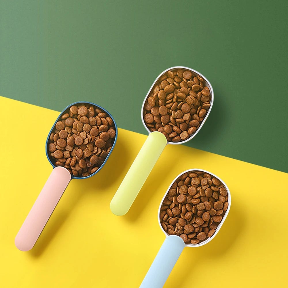 Multifunctional Pet Food Scoop with Sealing Clip & Measuring Cup
