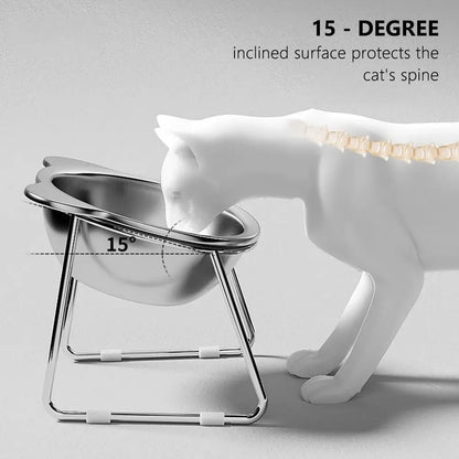 15 Degree Tilted Raised Cat Bowls Stainless Steel Food Water Set