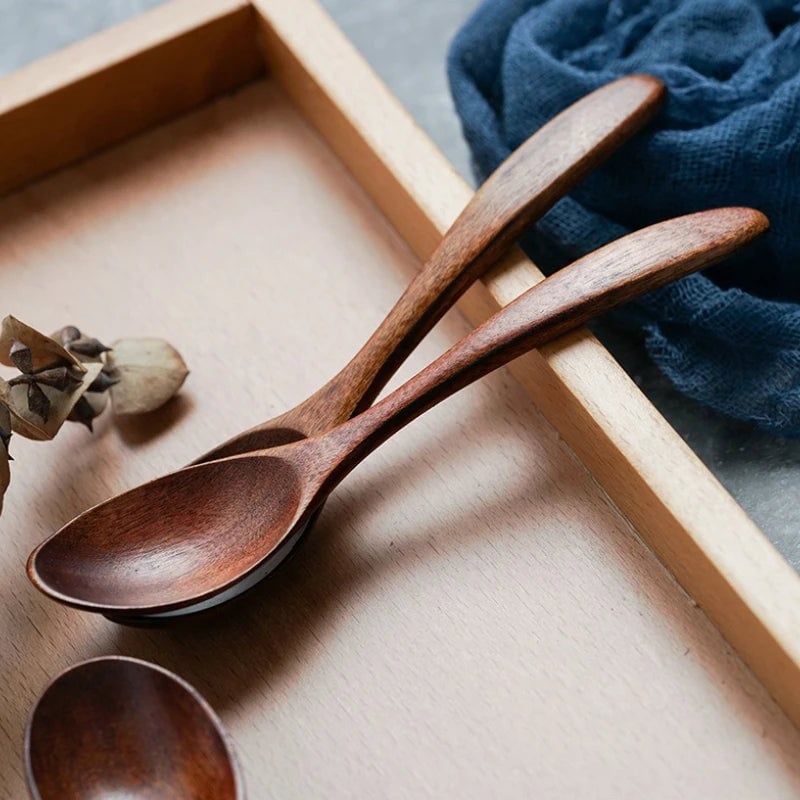 Anti-Scald Wooden Stirring Spoons - Heat-Resistant Tea Coffee Utensil