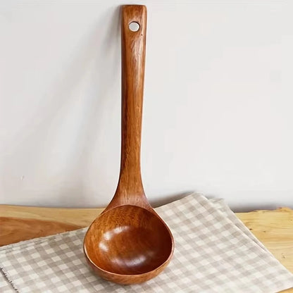 Non-Stick Wooden Cooking Spoon - Anti-Scalding Soup Ladle Kitchen