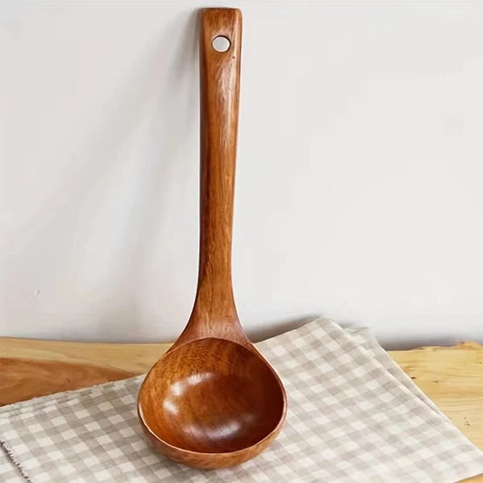 Non-Stick Wooden Cooking Spoon - Anti-Scalding Soup Ladle Kitchen