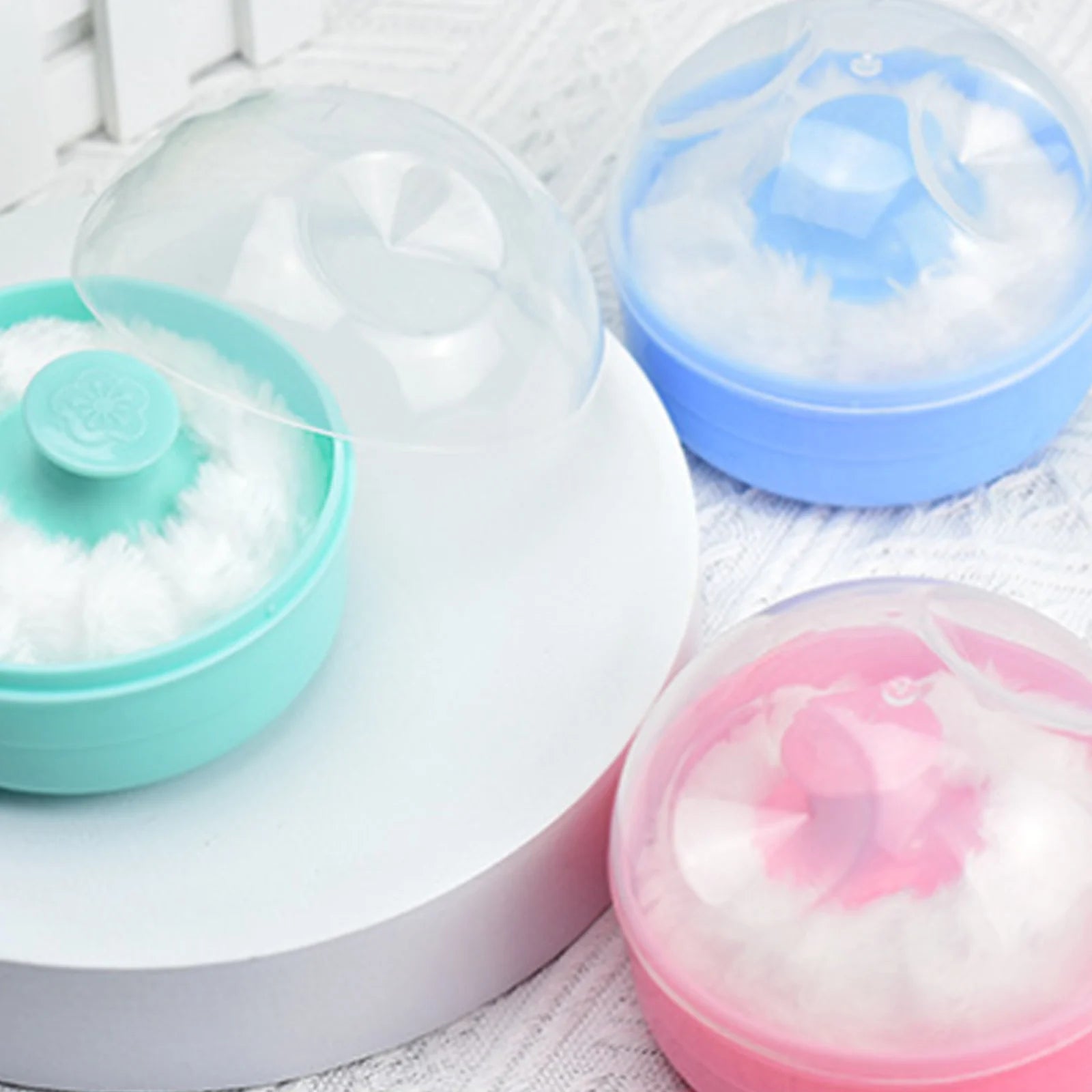 Large Empty Powder Puff Container - Portable Body Powder Storage Box