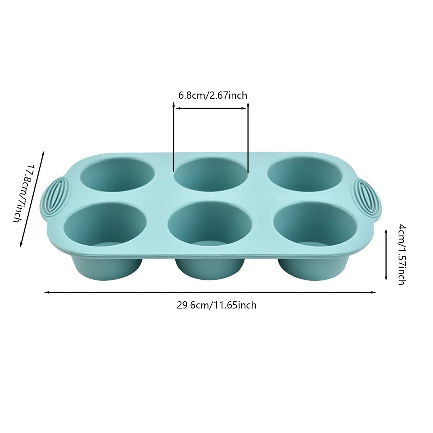 6 Cup Silicone Muffin Pan Non-Stick Baking Tray Cupcake Mold