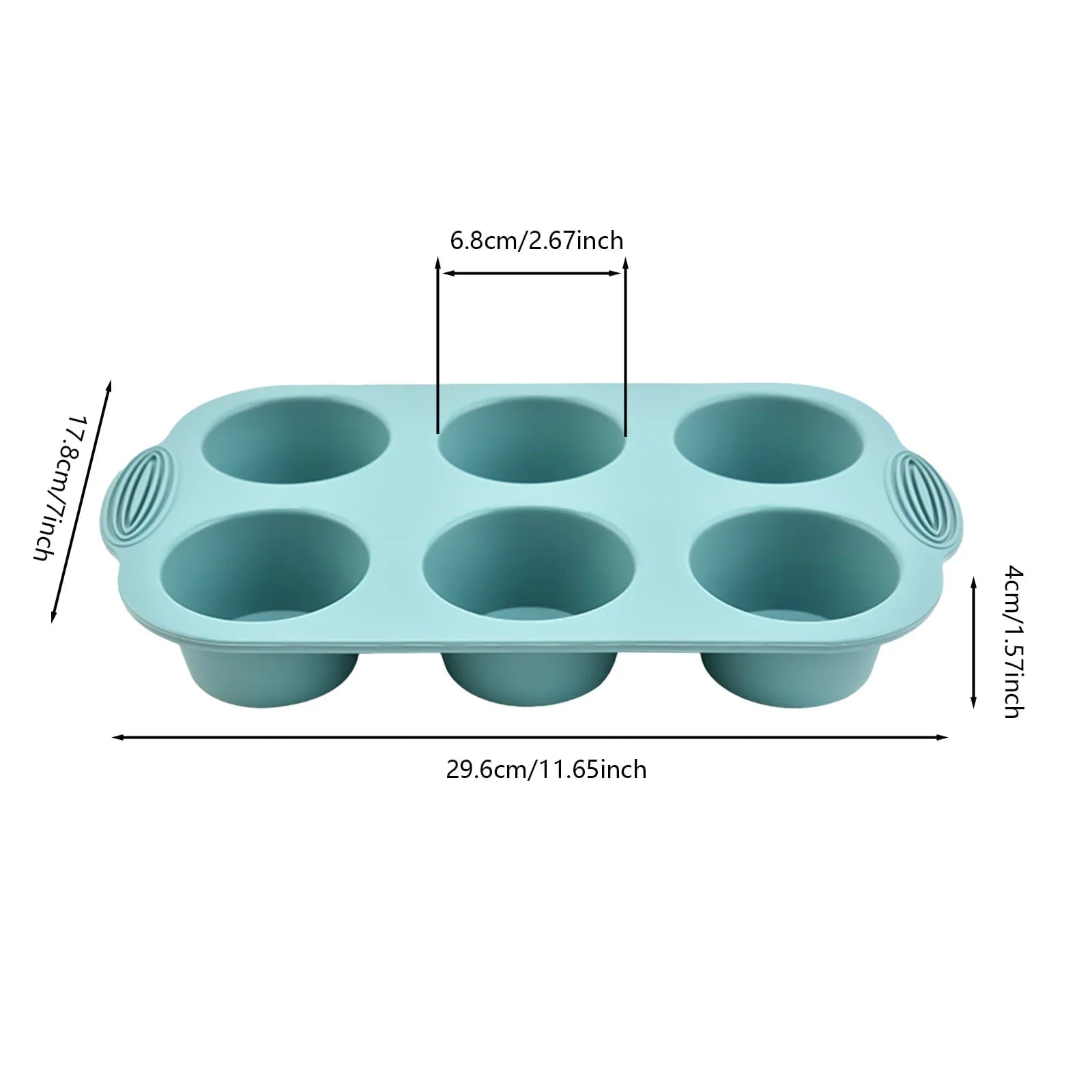 6 Cup Silicone Muffin Pan Non-Stick Baking Tray Cupcake Mold