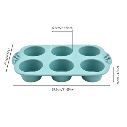 6 Cup Silicone Muffin Pan Non-Stick Baking Tray Cupcake Mold