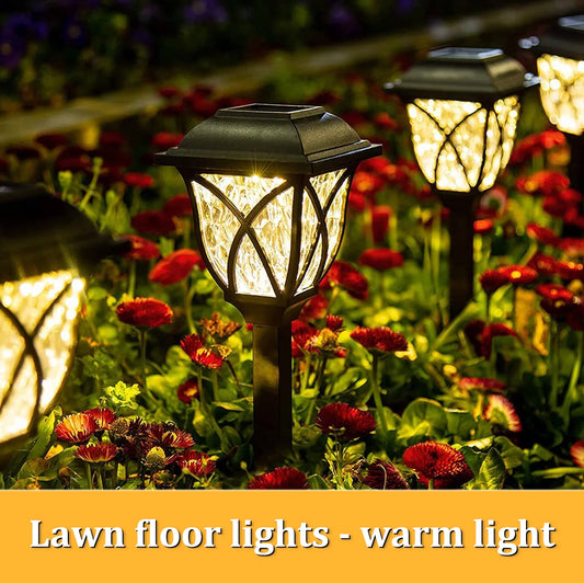 2 Pack LED Solar Lawn Lights Waterproof Warm Light Garden Walkway