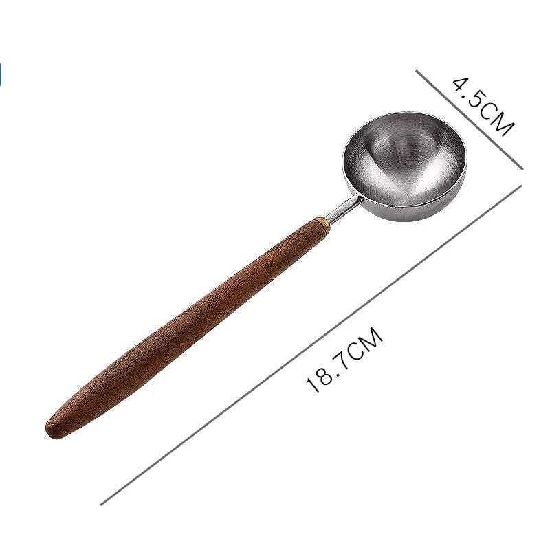 25ml Walnut Wood Handle Stainless Steel Coffee Measuring Scoop Spoon