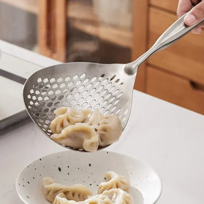 Large Stainless Steel Colander Skimmer Spoon - Heavy Duty Strainer