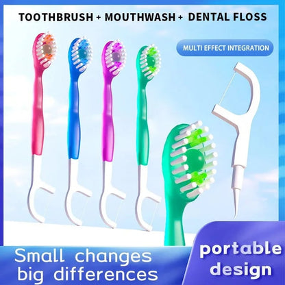 3-in-1 Portable Travel Toothbrush Set with Bursting Beads & Floss