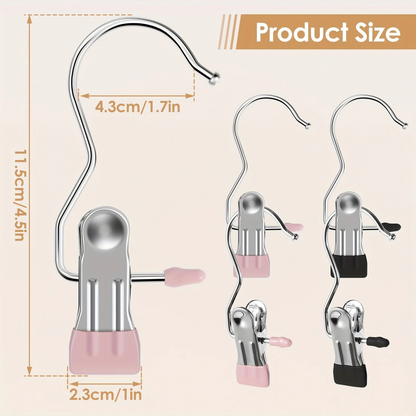 10pcs Stainless Steel Clothespin Clips Multi-Purpose Laundry Hangers