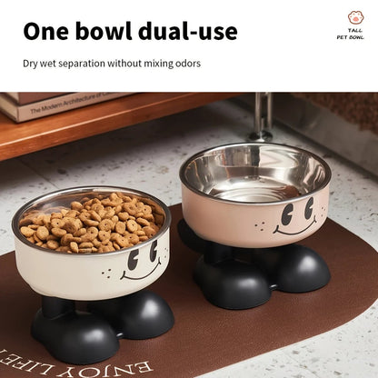 Stainless Steel Elevated Dog Cat Bowl - Raised No Spill Pet Feeder