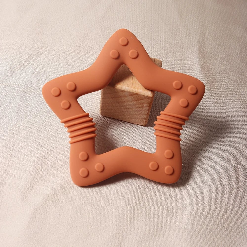 Food Grade Silicone Heart Star Teether - Baby Teething Toy 2024