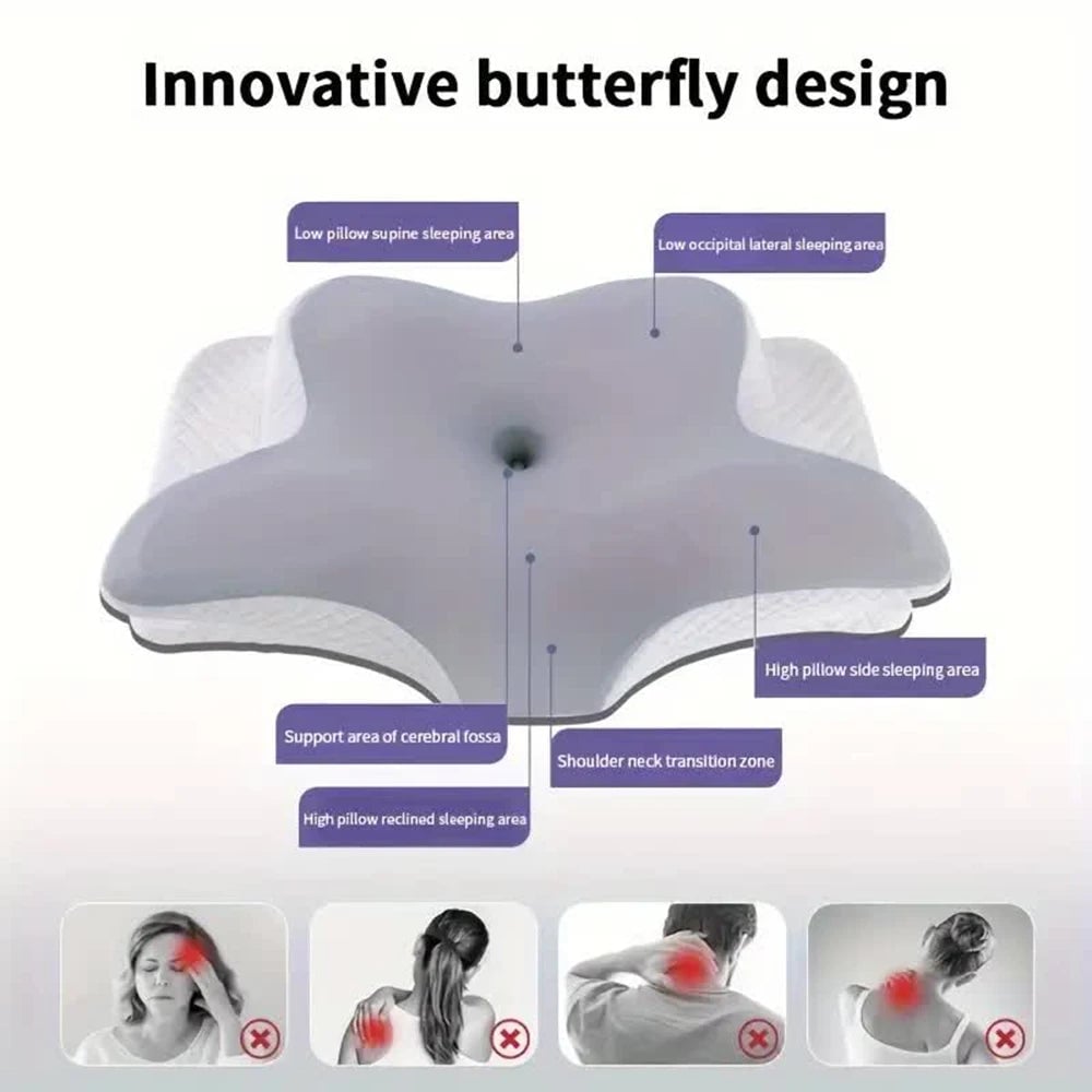 Memory Foam Butterfly Cervical Pillow Orthopedic Neck Pain Relief