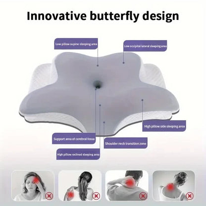 Memory Foam Butterfly Cervical Pillow Orthopedic Neck Pain Relief