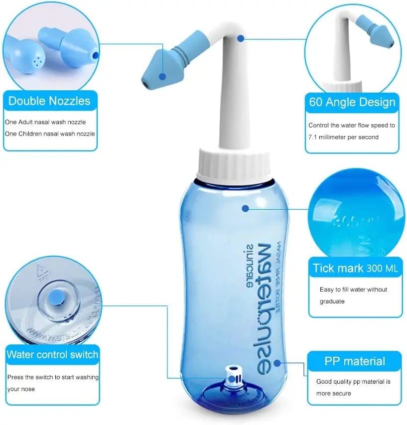Nasal Irrigator Neti Pot 300ml 500ml Nose Wash Cleaner Bottle