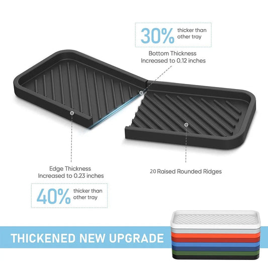 Silicone Drain Tray - Kitchen Sink Sponge Holder & Soap Dispenser