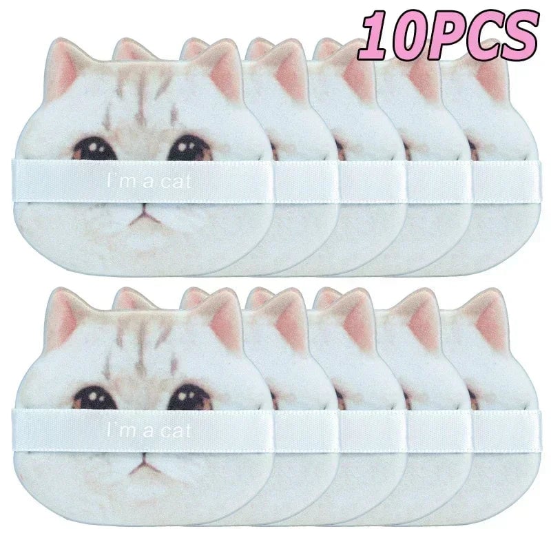 10PC Cat-Shaped Makeup Puffs - Dual-Use Foundation & Powder Blender Set