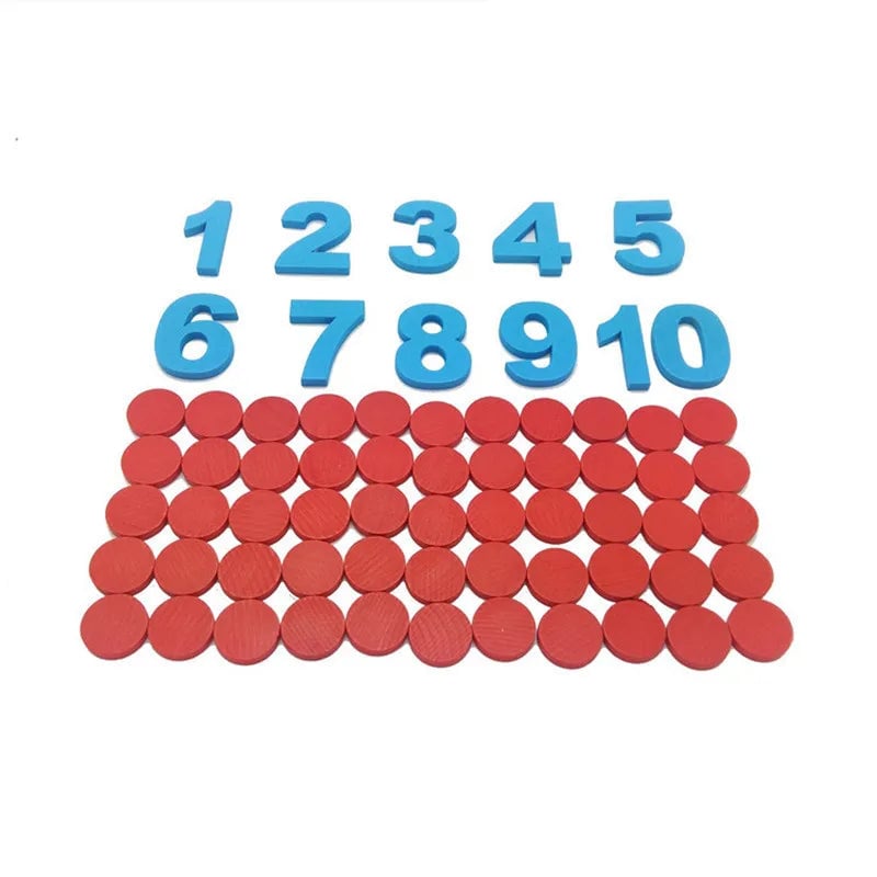 Wooden Montessori Number Cards Math Counting Game Educational Toy