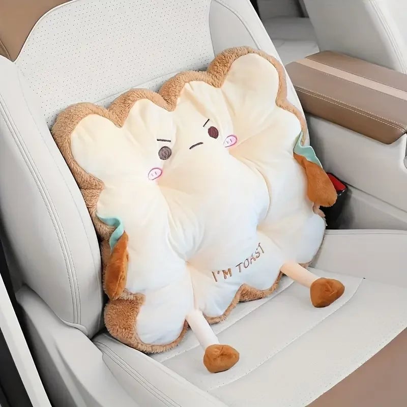 Toast-Shaped Washable Seat & Back Cushion Set Anti-Fatigue Pillow