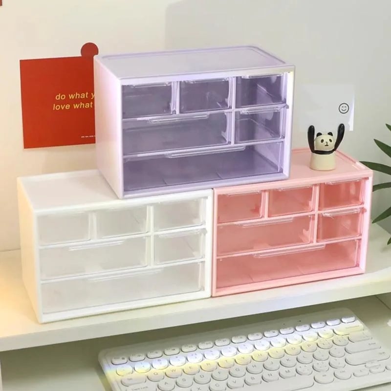 9 Grid Desktop Storage Box Jewelry Cosmetic Organizer with Drawer
