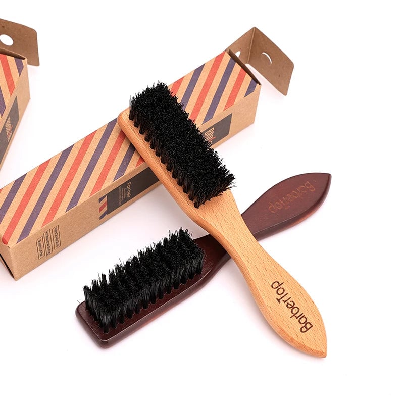 Professional Beard Brush Wooden Handle Soft Bristle Barber Tool