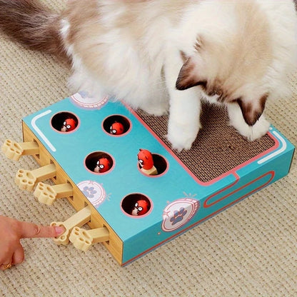 Pop-Up Interactive Cat Scratcher - Corrugated Cardboard Multi-Play Toy