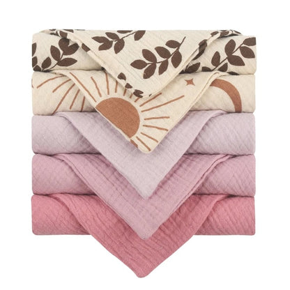 5PCS Soft Cotton Gauze Baby Towels - Absorbent Face Washcloths