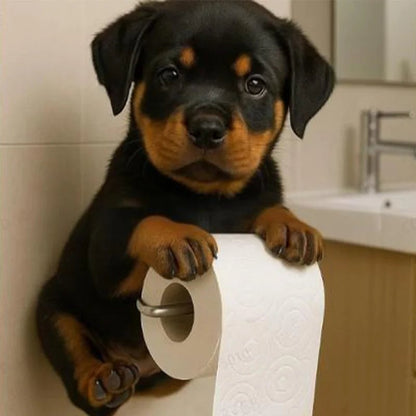 Resin Dog Tissue Holder - Toilet Paper Dispenser Bathroom Decor