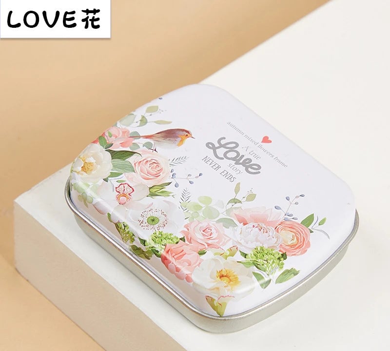 Portable Mini Metal Hinged Tin Box - Small Rectangular Storage Container