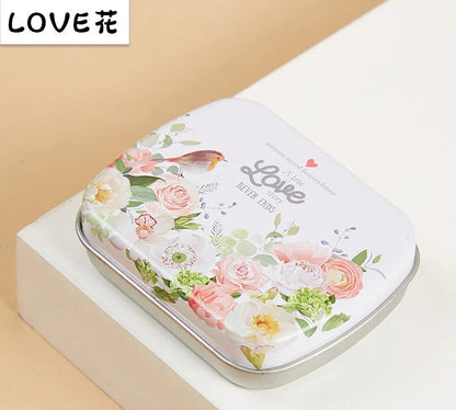 Portable Mini Metal Hinged Tin Box - Small Rectangular Storage Container