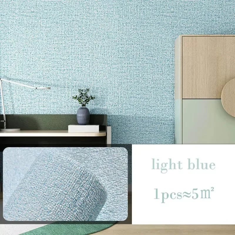 Waterproof Self Adhesive Linen Wallpaper - Plain Color Wall Stickers