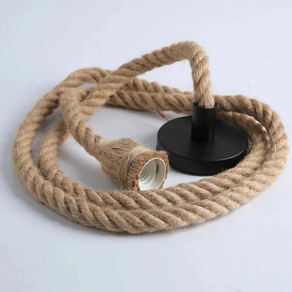 E27 Edison Bulb Hemp Rope Pendant Light Industrial Vintage Lamp