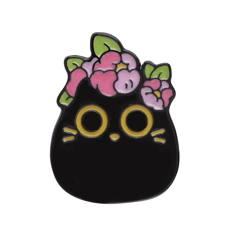 Black Cat Enamel Pin - Big Eyes Kitten Brooch Lapel Badge Jewelry