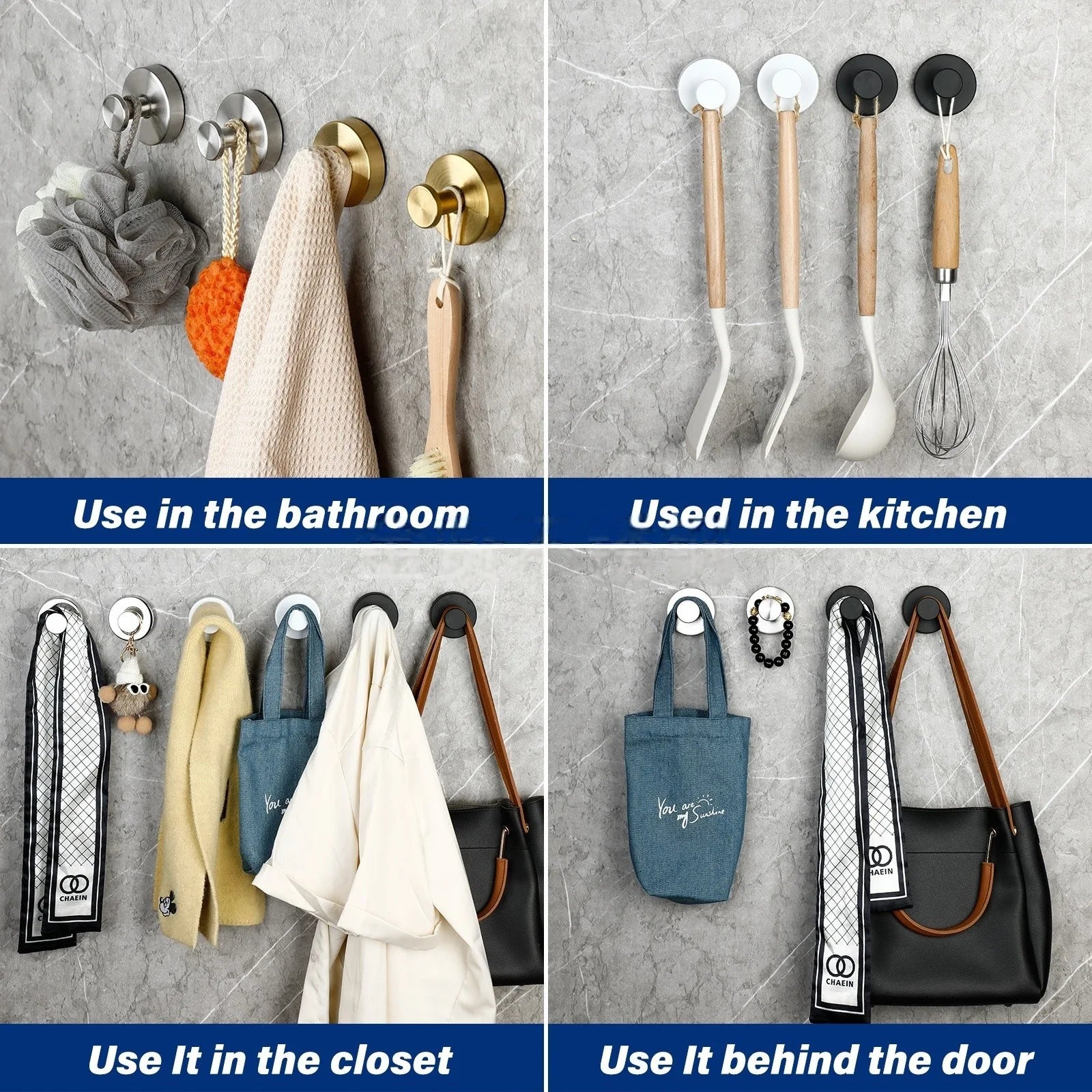 Vacuum Suction Cup Hooks - Punch Free Wall Hangers for Bathroom