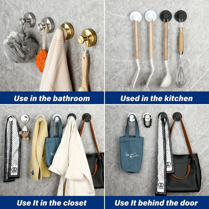 Vacuum Suction Cup Hooks - Punch Free Wall Hangers for Bathroom