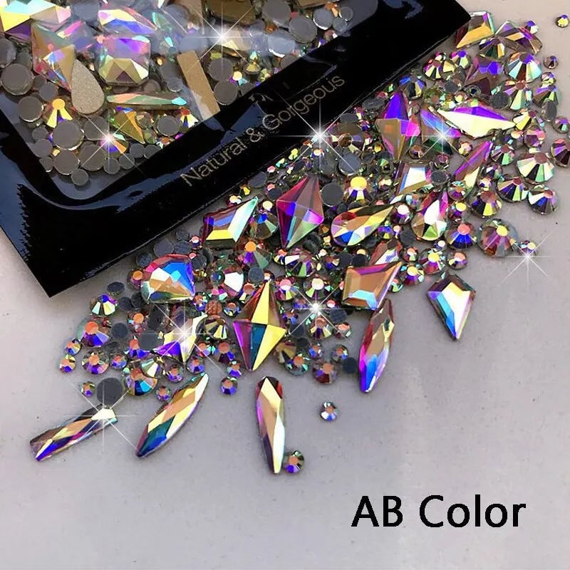 150pcs Glass Rhinestones + 20pcs Shaped Beads Nail Art DIY Kit
