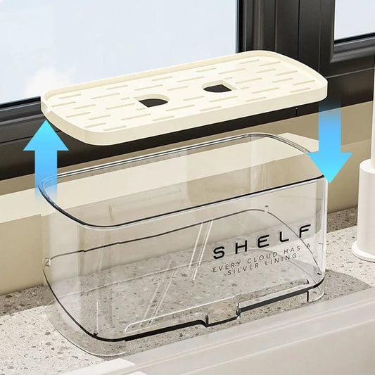 Self-Draining Kitchen Sink Organizer Rack - Sponge Soap Holder