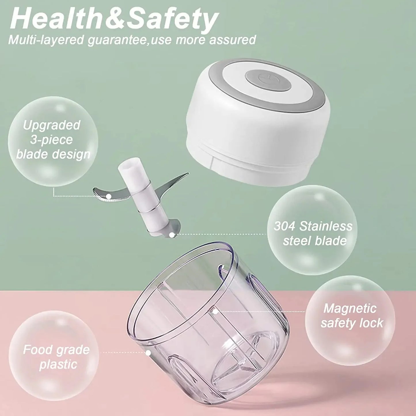 Electric Meat Mincer Vegetable Chopper - Multi-Function Garlic Cutter