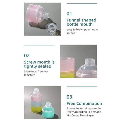 4-Layer Portable Baby Milk Powder Storage Container Food Dispenser