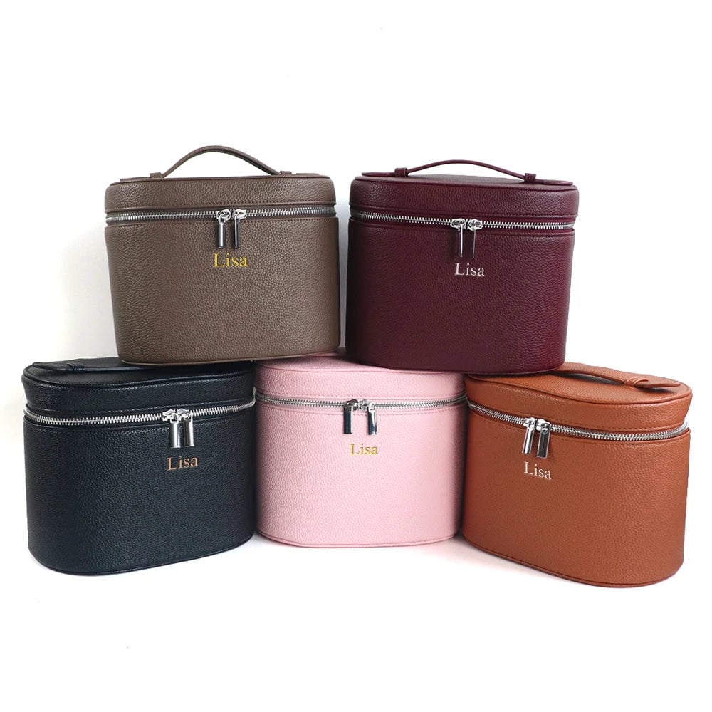 Large PU Leather Cosmetic Box - Customizable Travel Makeup Organizer