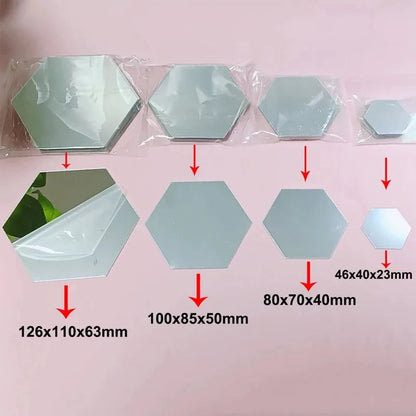 Hexagon 3D Acrylic Mirror Wall Stickers 6/12pc Self Adhesive DIY
