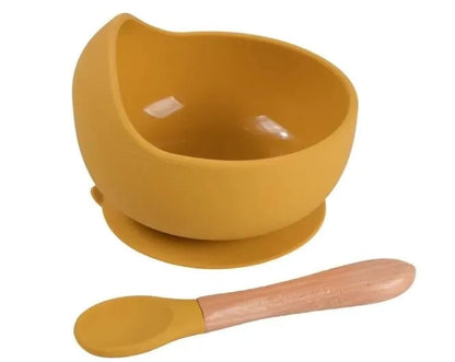 2PC Silicone Baby Feeding Bowl Set with Training Spoon - Non-Slip