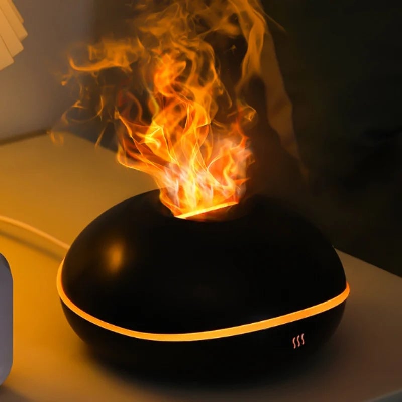 Ultrasonic Flame Humidifier with Aromatherapy & Night Light