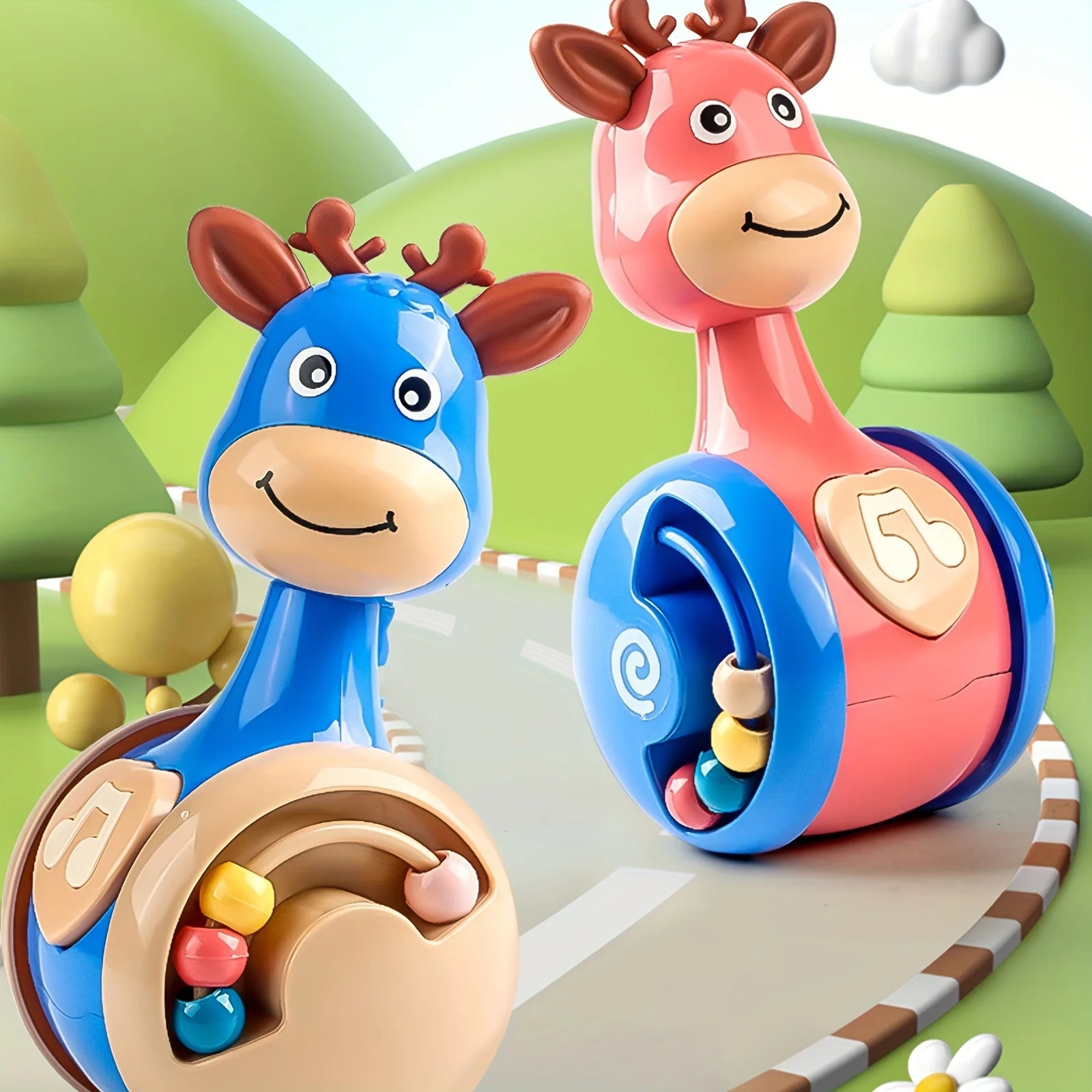 Fawn Sliding Tumbler Rattle - Educational Baby Toy with Sound