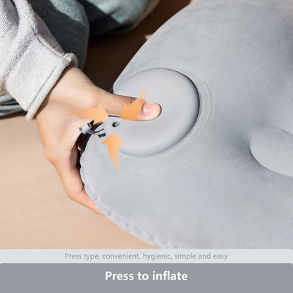 Portable inflatable camping pillow with neck and lumbar support. Ultralight design perfect for hiking and travel. Compact, comfortable sleep anywhere.