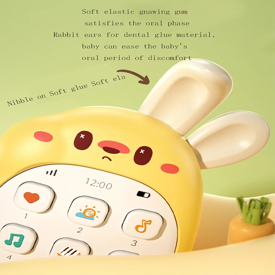 Rabbit Phone Toy - Chewable Music Mobile Teether Puzzle Baby Toy