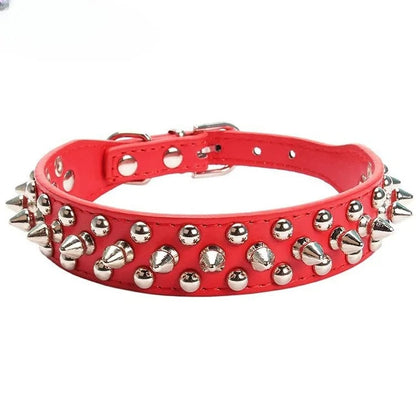 Adjustable PU Leather Spiked Dog Collar - Punk Rivet Design Small Pet
