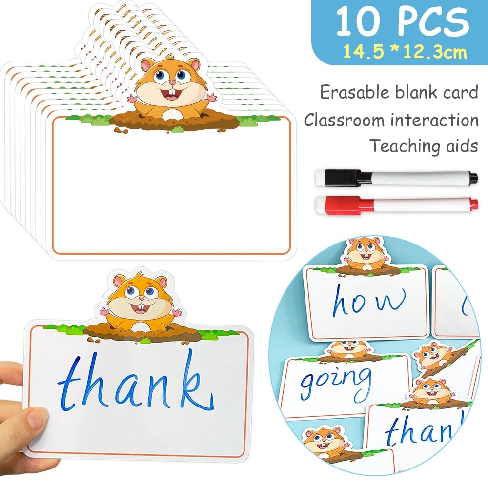 Dry Erase Blank Fly Cards Montessori Swat Game Learning Set